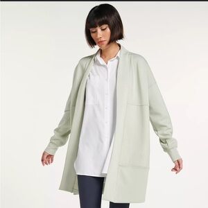 Women’s Pieced Woven Open-Front Cardigan | Sage Green | Size S